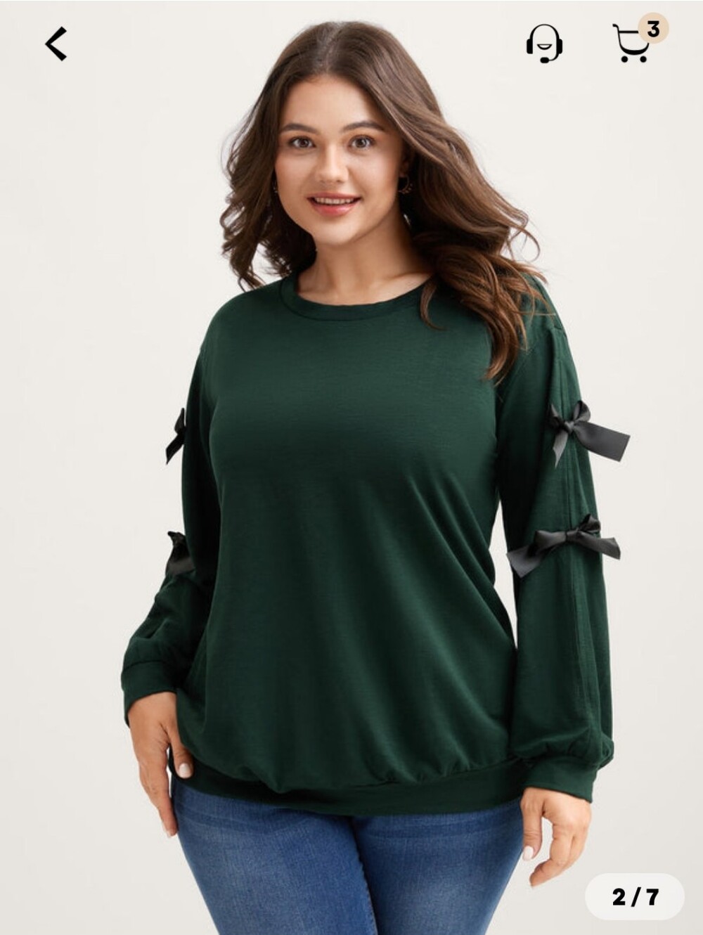 Bloomchic Dark Green Bow Cut-out Sleeve Sweatshirt NWT 26W
